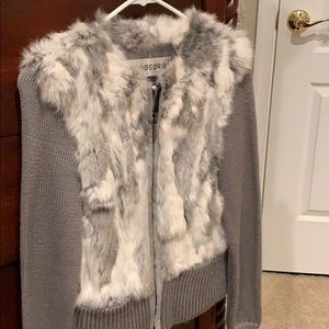 Pologeorgis Rabbit fur sweater zip up.